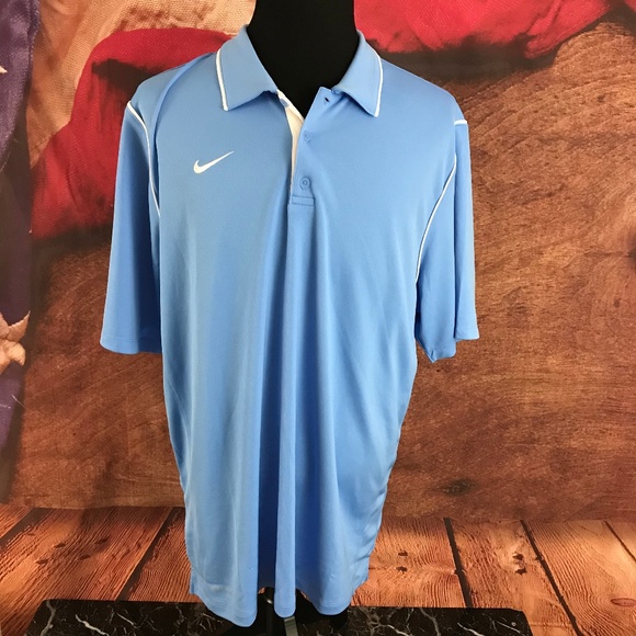 Nike Other - Nike Dri Fit Blue Striped White Polo Shirt  XL